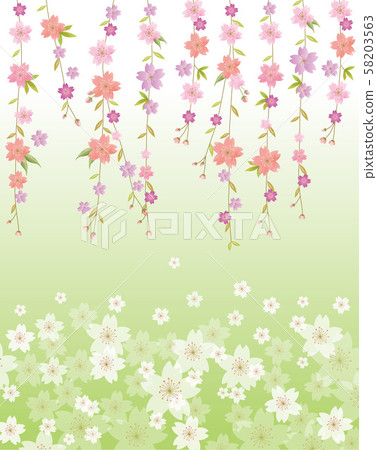 Cherry Blossom Hanging Ornament, Petal Background, Kyoto Streamline, Japanese Style, Watercolor, Hand-painted 58203563