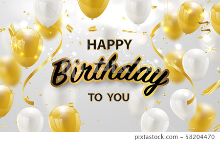 Happy Birthday balloons Gold  58204470