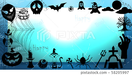Beautiful halloween background for your work template about halloween day on blue background. Beautiful halloween background for your work template about halloween day on blue background. 58205997
