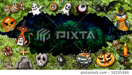 Beautiful halloween background object draw with watercolor for your work template about halloween day. Beautiful halloween background object draw with watercolor for your work template about halloween day. 58205998