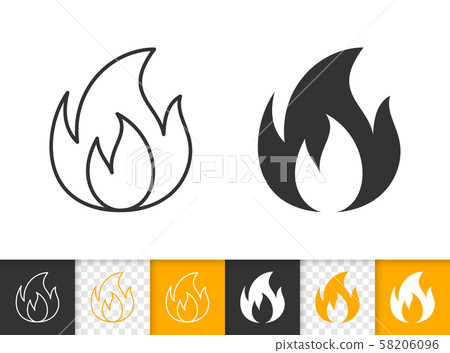 Fire simple flame bonfire black line vector icon-插圖素材 [58206096] - PIXTA圖庫