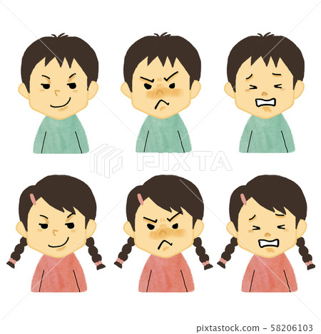 面部表情孩子生氣痛苦的哭泣 面部表情孩子生氣痛苦的哭泣 58206103