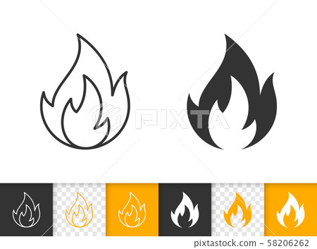 Fire simple flame bonfire black line vector icon Fire simple flame bonfire black line vector icon 58206262