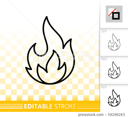 Fire simple flame bonfire black line vector icon Fire simple flame bonfire black line vector icon 58206263