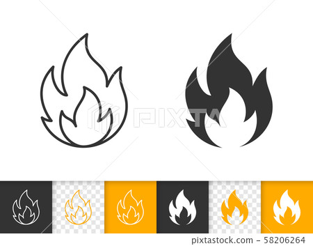 Fire simple flame bonfire black line vector icon Fire simple flame bonfire black line vector icon 58206264