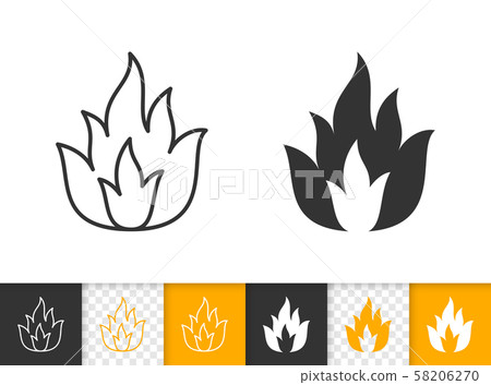 Fire bonfire flame simple black line vector icon - Stock Illustration ...