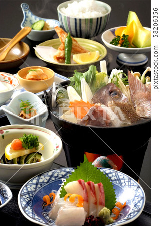 Japanese cuisine Japanese cuisine Japanese cuisine sashimi sea bream Japanese set meal sea bream chili dish course dinner fish fish dish nabe 58206356