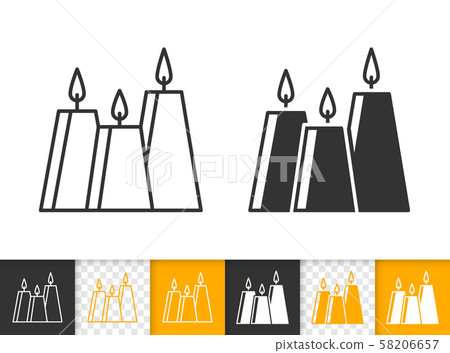 Candle Flame simple black line fire vector icon 58206657