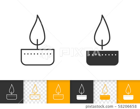 Candle Flame simple black line fire vector icon Candle Flame simple black line fire vector icon 58206658