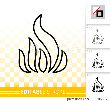 Fire bonfire flame simple black line vector icon - Stock Illustration ...