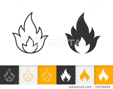Fire simple flame bonfire black line vector icon - Stock Illustration ...