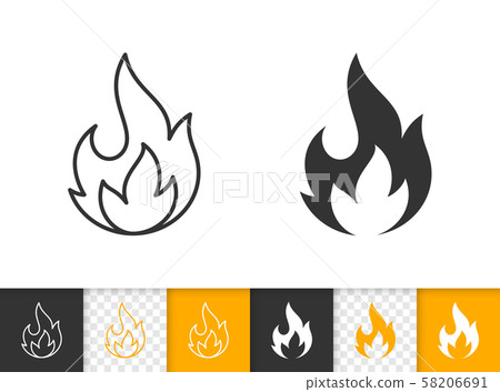 Fire simple flame bonfire black line vector icon Fire simple flame bonfire black line vector icon 58206691