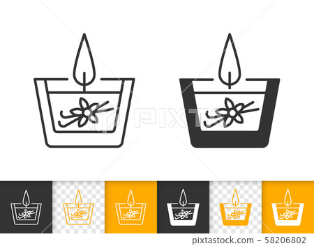 Candle Flame simple fire black line vector icon 58206802