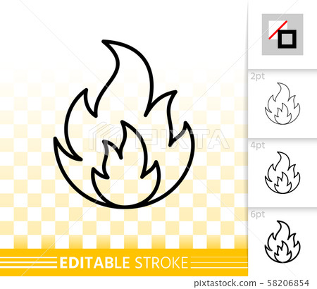 Fire simple flame bonfire black line vector icon - Stock Illustration ...