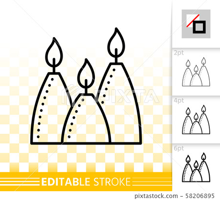 Candle Flame simple fire black line vector icon 58206895