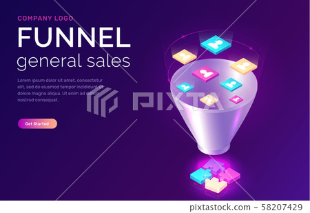 Sales funnel, isometric concept illustration Sales funnel, isometric concept illustration 58207429