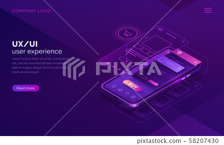 User experience isometric concept, ux ui wireframe 58207430