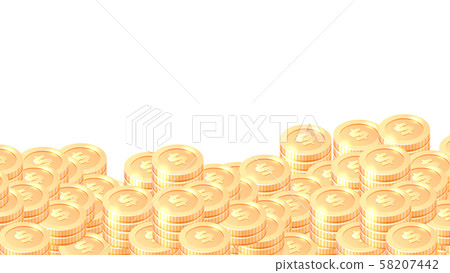Piles of gold coins cartoon vector frame or border Piles of gold coins cartoon vector frame or border 58207442