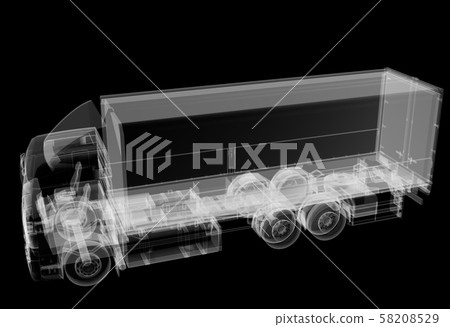 Truck x-ray on black background 58208529