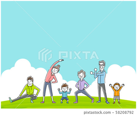 Illustration material: exercise, sport, gymnastic family, people 58208792