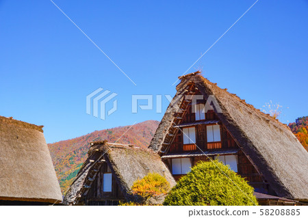 日本岐阜縣白川村被聯合國教科文組織列為世界遺產的白川鄉的美麗秋天 日本岐阜縣白川村被聯合國教科文組織列為世界遺產的白川鄉的美麗秋天 58208885