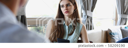 Business meeting in a cafe young beautiful men 58209190