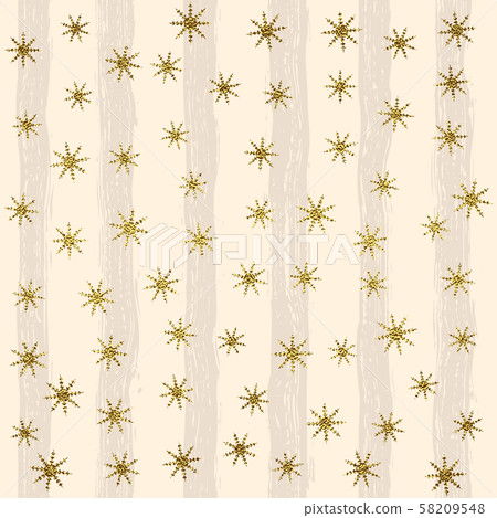 Gold glittering snowflakes seamless pattern on - Stock Illustration ...