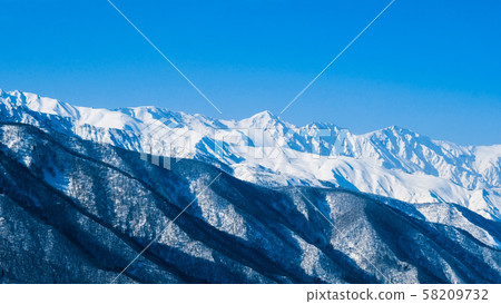 Northern Alps and Mt. Hakuba seen from Mt. Gongen, Omachi City 58209732