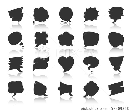 Speech Bubble black silhouette icons vector set - Stock Illustration ...