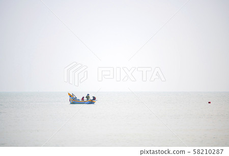 Local fishing boats fish in the sea, morning sunrise with beautiful light , Fishermen in Songkhla, Thailand 58210287