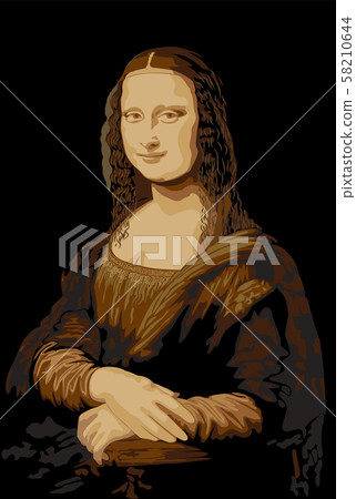 蒙娜麗莎圖像黑色背景 蒙娜麗莎圖像黑色背景 58210644