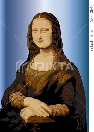 Mona Lisa image blue background 58210645
