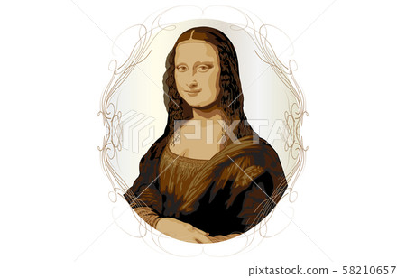 Mona Lisa Image Round Frame Ornament White Gold 58210657