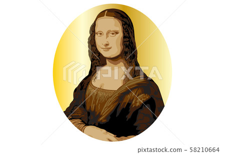 蒙娜麗莎圖像圓形金背漸變 蒙娜麗莎圖像圓形金背漸變 58210664