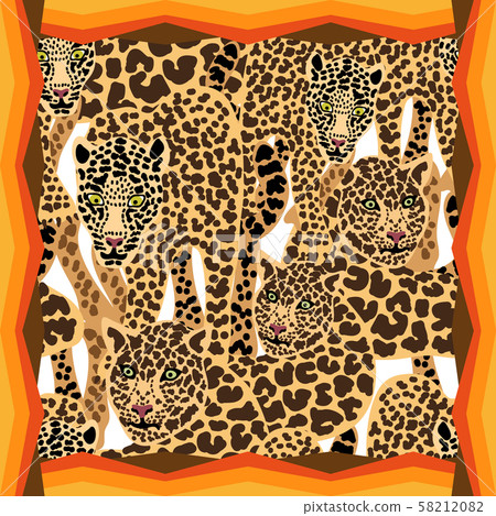 Silk scarf with graceful leopards. 58212082