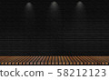 Brown hardwood floor corners and black brick walls for backgrounds for displaying products or placing products 58212123