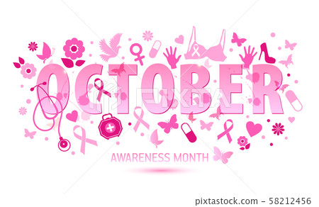 Breast Cancer Awareness Month Banner. Logo for Breast Cancer Awareness Month Banner. Logo for 58212456