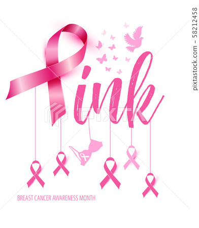 Breast cancer awareness concept illustration pink Breast cancer awareness concept illustration pink 58212458