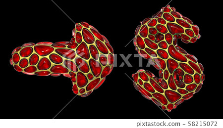 Symbol collection arrow, dollar made of 3d render red diamond. Symbol collection arrow, dollar made of 3d render red diamond. 58215072