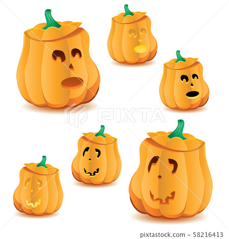 Set of halloween pumpkins with variations of illumination, part 21 Set of halloween pumpkins with variations of illumination, part 21 58216413