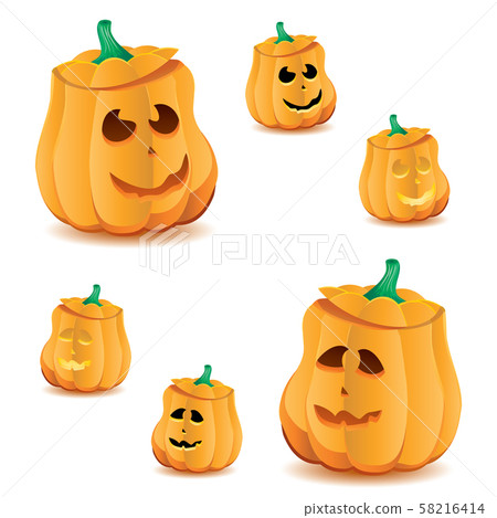 Set of halloween pumpkins with variations of illumination, part 20 Set of halloween pumpkins with variations of illumination, part 20 58216414