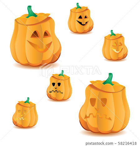 Set of halloween pumpkins with variations of illumination, part 16 Set of halloween pumpkins with variations of illumination, part 16 58216418