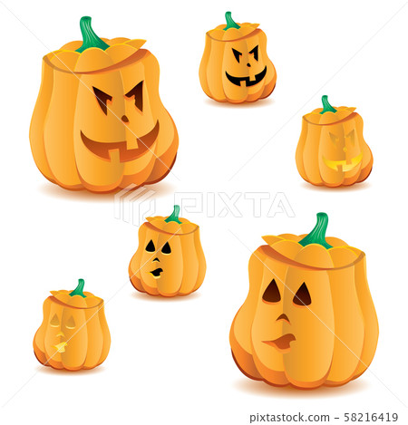 Set of halloween pumpkins with variations of illumination, part 15 Set of halloween pumpkins with variations of illumination, part 15 58216419