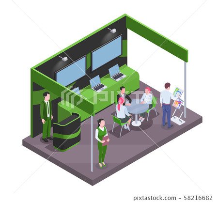 Expo Stand Isometric Composition 58216682