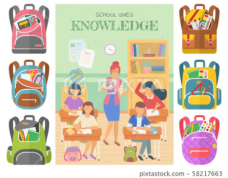 Lesson in School, Classmates and Teacher Bags Set 58217663