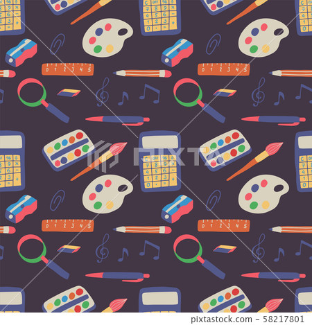 Seamless pattern back to school on blue... - Stock Illustration ...