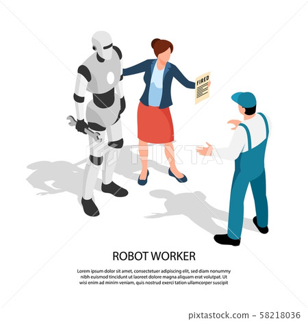 Robot Worker Isometric Composition - Stock Illustration [58218036] - PIXTA