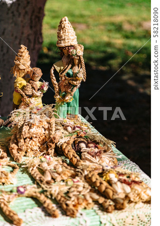 Scarecrow handmade family dolls from straw outdoor Scarecrow handmade family dolls from straw outdoor 58218090