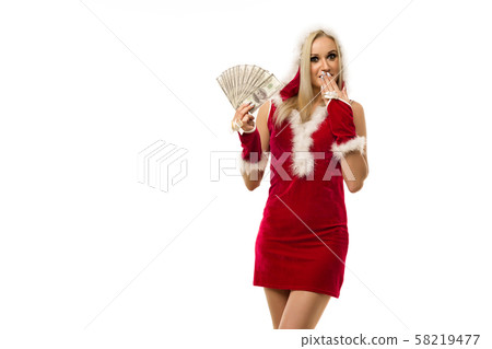 A beautiful shocked sexy girl in a New Year's 58219477