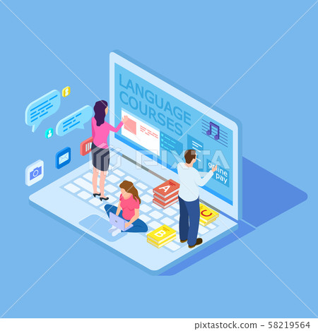 People choice language courses - online... - Stock Illustration ...
